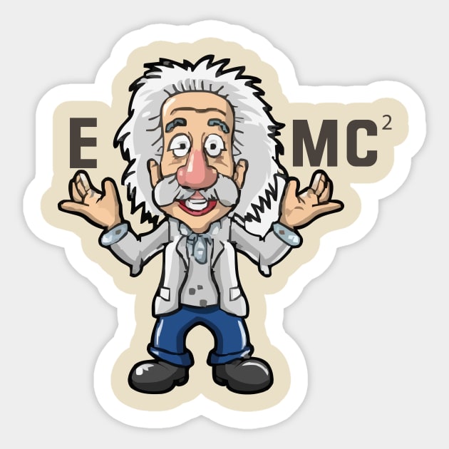 Einstein's Laugh Formula: E=MC^2 = Endless Chuckles Sticker by ATTO'S GALLERY